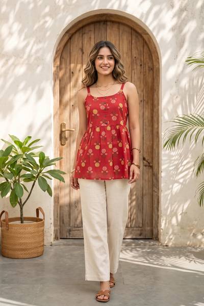 Rosette Charm Printed Short Kurta