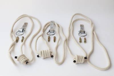Iyenger Cotton Yoga Ropes with Wall Hooks - Set of Two Ropes