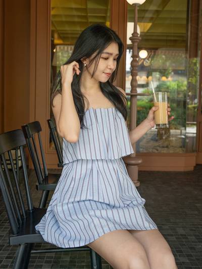 Striped Tiered Ruffle Mini Dress