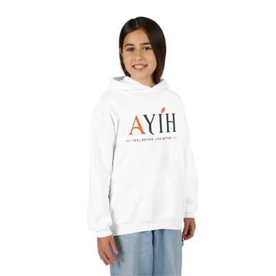 AYIH Logo Hoodie — Kids Unisex Pullover Sweatshirt, Minimal Lifestyle Graphic