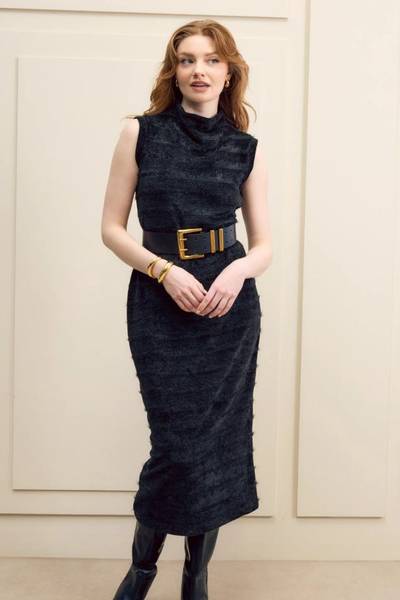 Hilary MacMillan Textured Knit Midi Dress