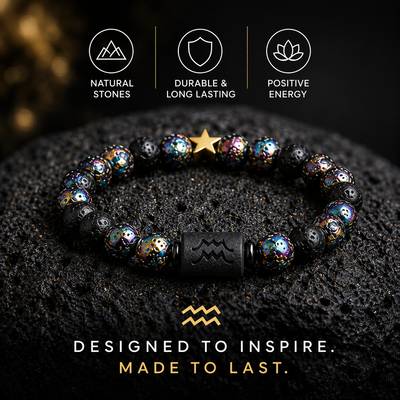 12 Zodiac Constellations Colorful Volcanic Stone Bracelet