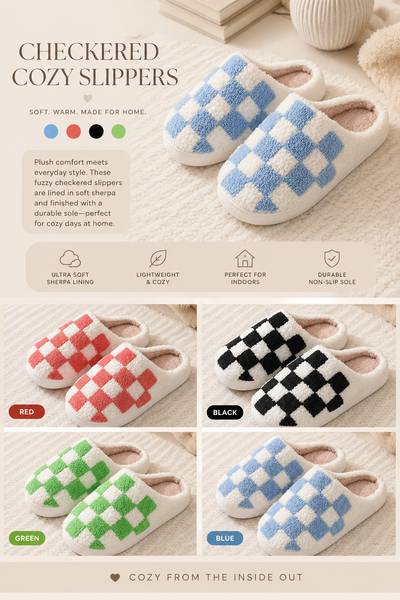 PREORDER: Checkered Cozy Slippers 8.24.26 OSYM