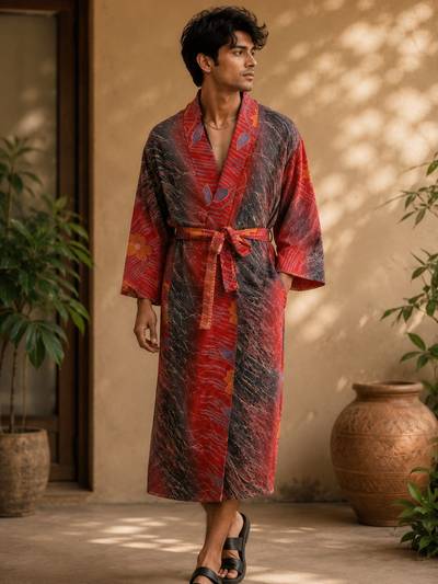 Silky Soft Mens Kimono Robe | Masculine Elegant Classic Sustainable Vintage House Robe gift, Timeless Comfy Lounge Beach Cover Up, Nightwear