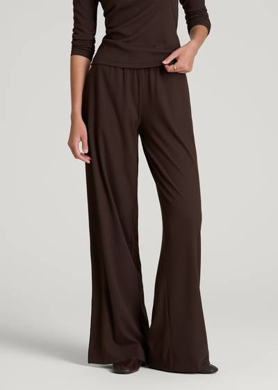 Ribbed Knit Wide Leg Pant for Tall Women in Espresso