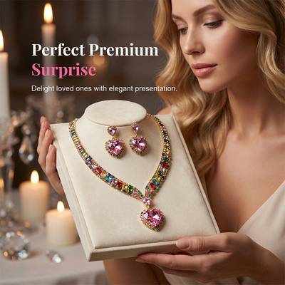 📢📢50% OFF !! ⏰Sparkling Heart Necklace & Earring Set