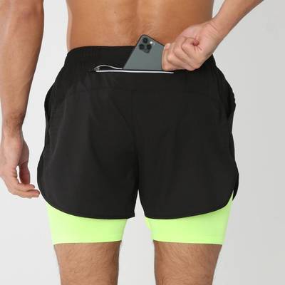 Men’s 2-in-1 Quick Dry Running Shorts Gym Workout Training Shorts