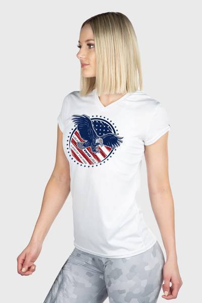 Microtech™ Women's Land of the Free Short Sleeve V-Neck Shirt