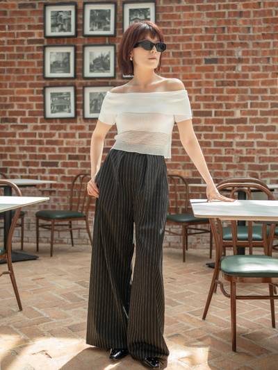 Pinstripe Wide Leg Pants