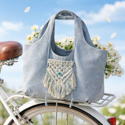 Beach bag with macramé