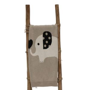 LE FORGE Cotton Baby Throw Elephant