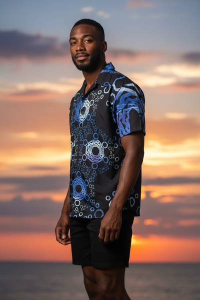 Lost in Mexico Satin Collared Shirt -Wisdom print