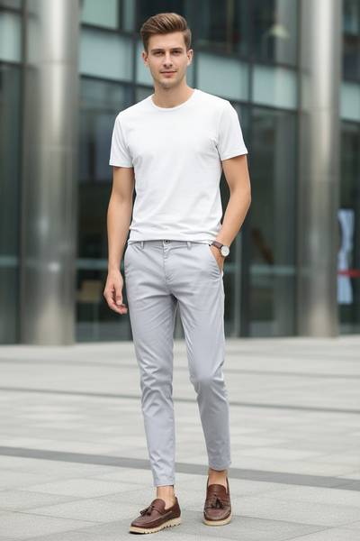 BROWON Summer Men Fashions Solid Color Casual Pants Men Straight