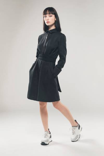 Structured Shirt Dress in Black