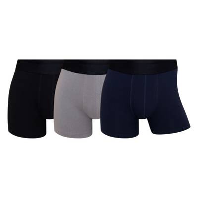 CR7- Boxers Homem Pack de 3 em Modal e Elastano – Ultra Suaves, Respiráveis, Ajuste Perfeito e Cintura Elástica Confortável, Preto, Cinza, Azul